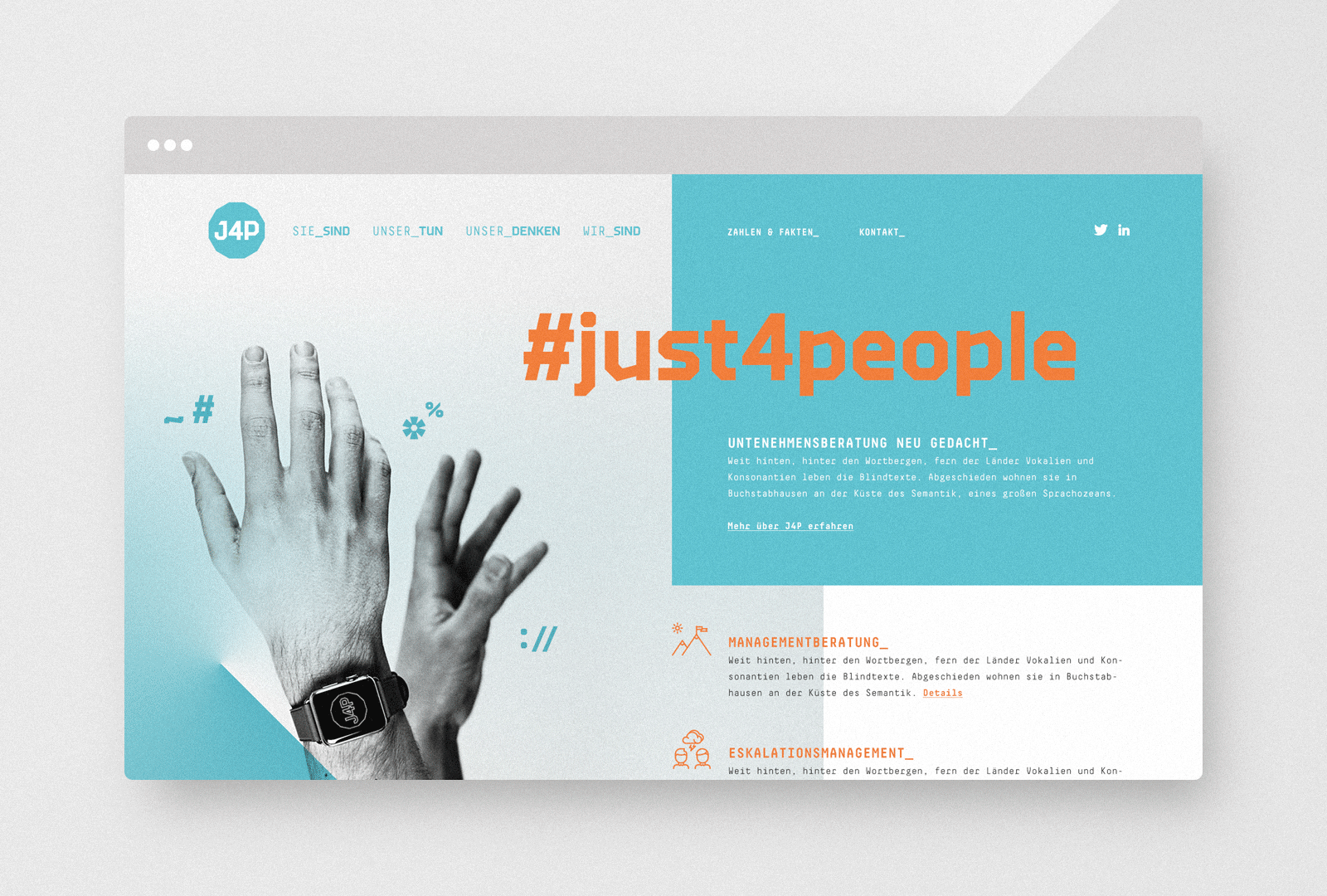 Webdesign und Design der responsive Website für J4P
