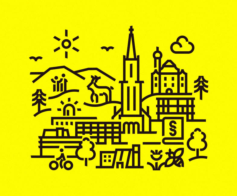 Individuelle Illustration einer BW-Landschaft