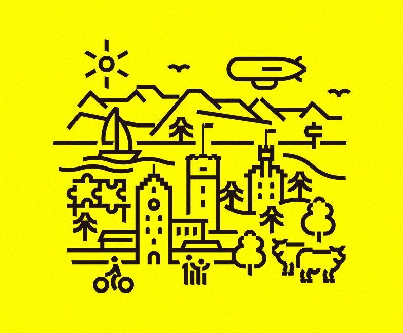 Individuelle Illustration einer BW-Landschaft