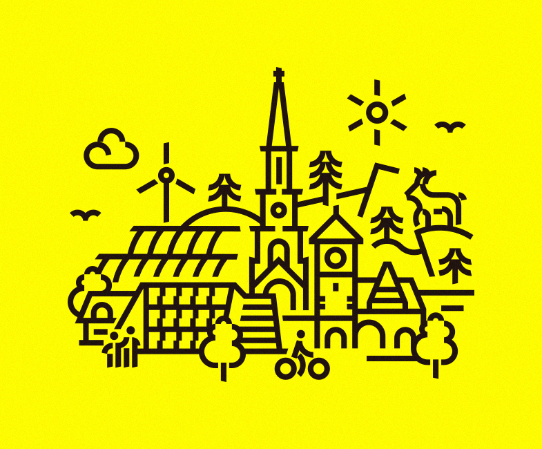 Individuelle Illustration einer BW-Landschaft