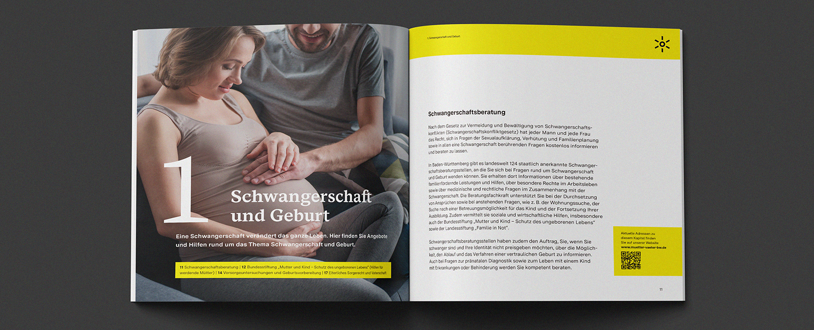 Quadratische Broschüre Mütter und Väter in Baden-Württemberg