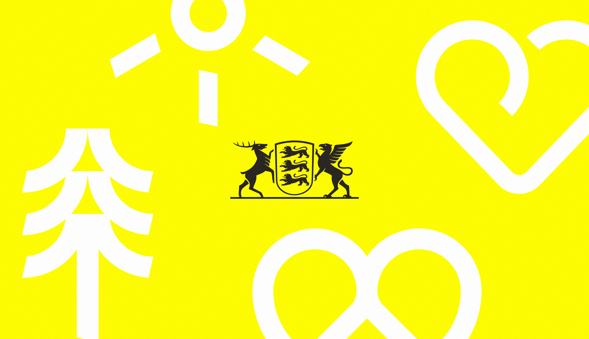 Wappen von Baden-Württemberg mit illustrativen Icons aus dem Landes Corporate Design