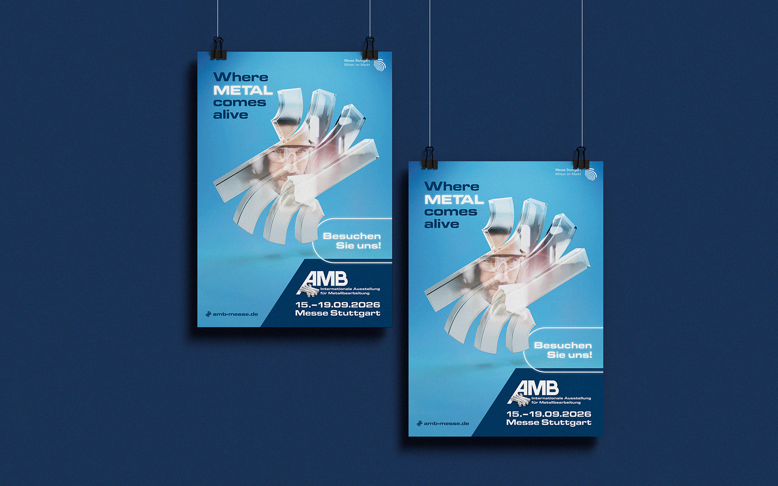 AMB 2026 Plakatkampagne „Where Metal comes alive“ für die Messe Stuttgart