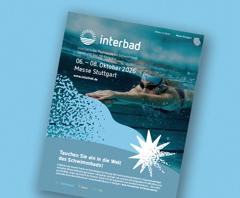 interbad 2026 Messeplakat für Schwimmbad mit Schwimmerin im Wasser