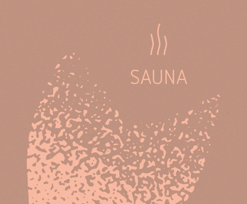 interbad Keyvisual für den Bereich Sauna mit warmer Farbwelt und grafischer Struktur