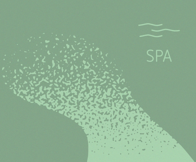 interbad Keyvisual für den Bereich Spa mit grüner Farbwelt und grafischer Wasserstruktur