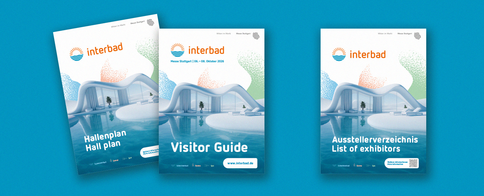 interbad 2026 Hallenplan, Visitor Guide und Ausstellerverzeichnis im Kampagnendesign